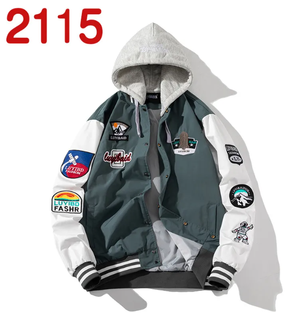 Embroidered Color Block Baseball Jacket Best YouTube Store
