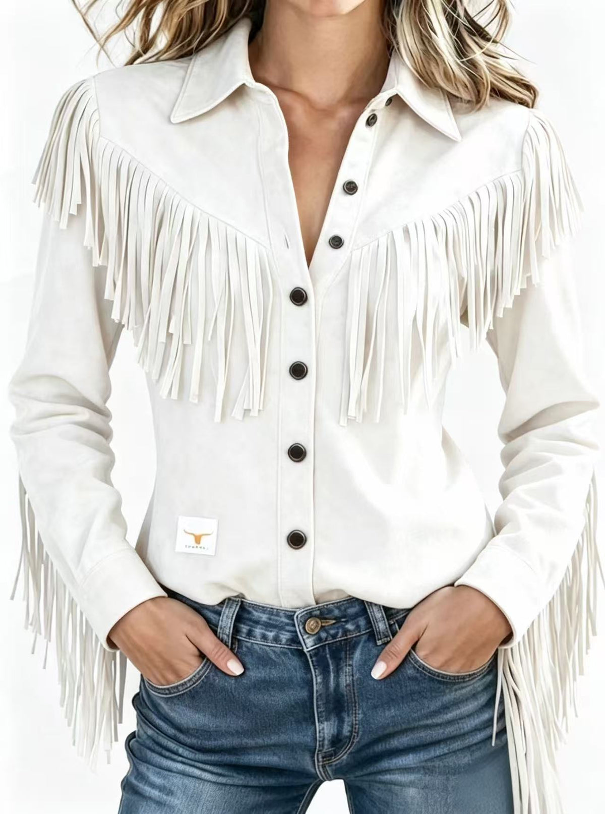 2026 Cross-Border European And American Style Fashion Tassel Suede Long-Sleeved Jacket NorixaFashion.com