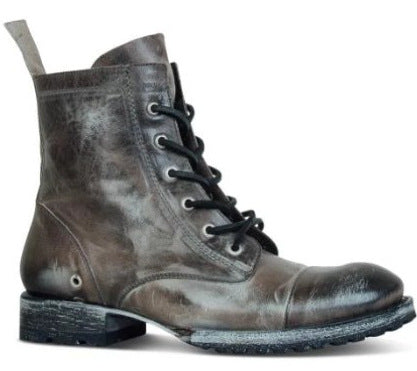Round toe retro lace-up casual short boots LadyShow.Store