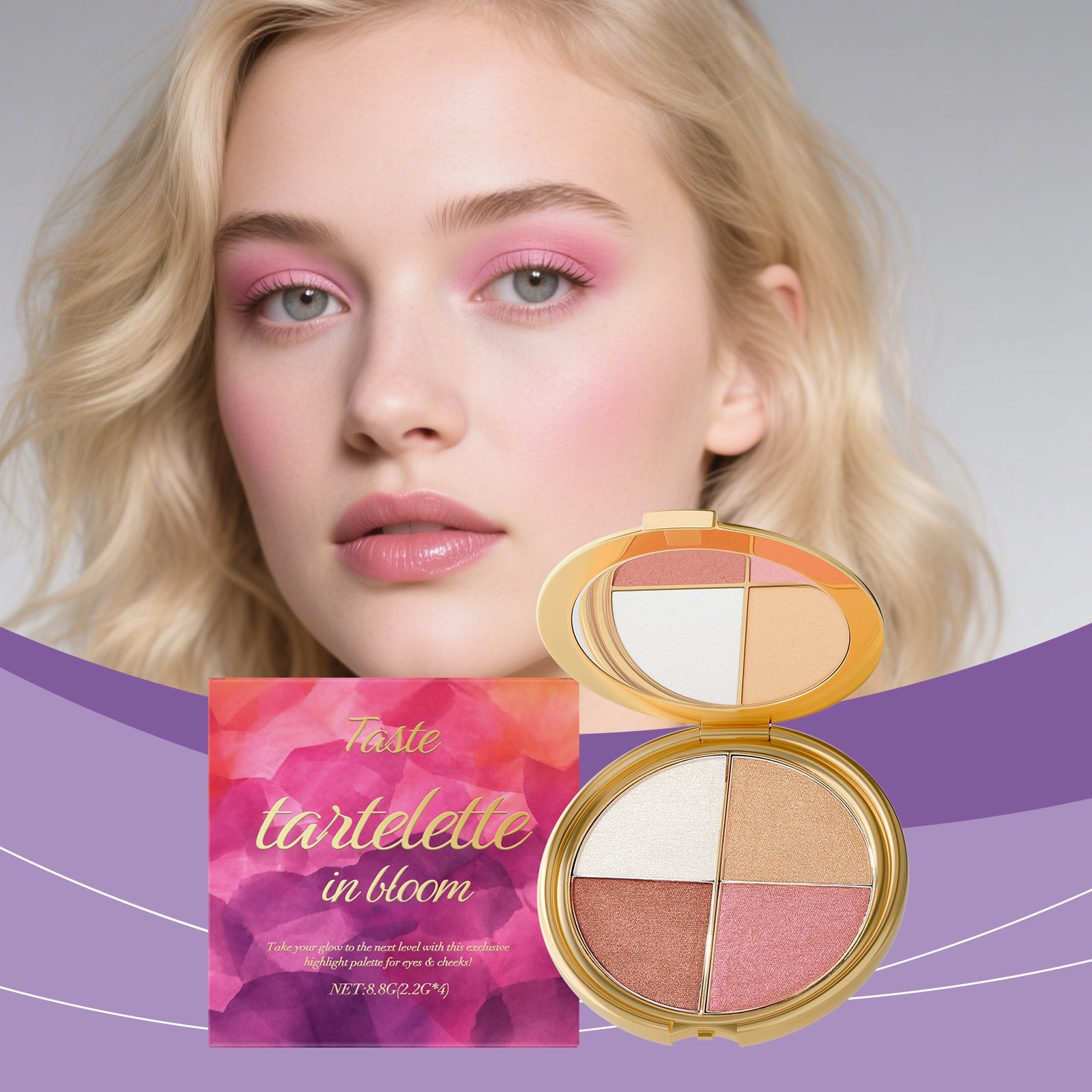 Highlighter Eyeshadow & Blush Palette Tri Light Beauty