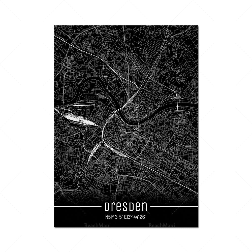 Map Black Line Poster Canvas Painting Home Decor Wall Art PearlNestDecor.com