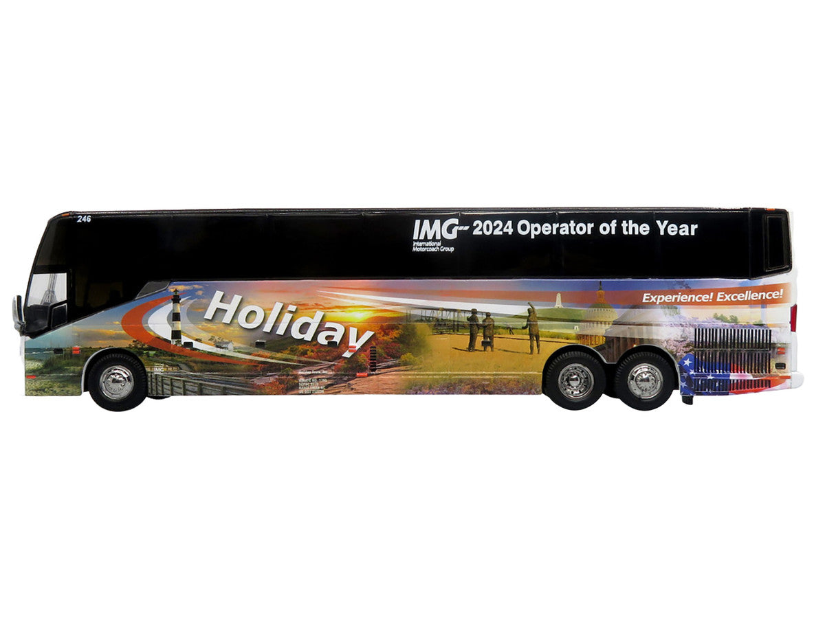 Prevost H3-45 Coach Bus "Holiday Tours - 2024 IMG Operator of the Year" White with Graphics Limited Edition 1/64 Diecast Model by Iconic Replicas LuxuryLifeWay Online Store