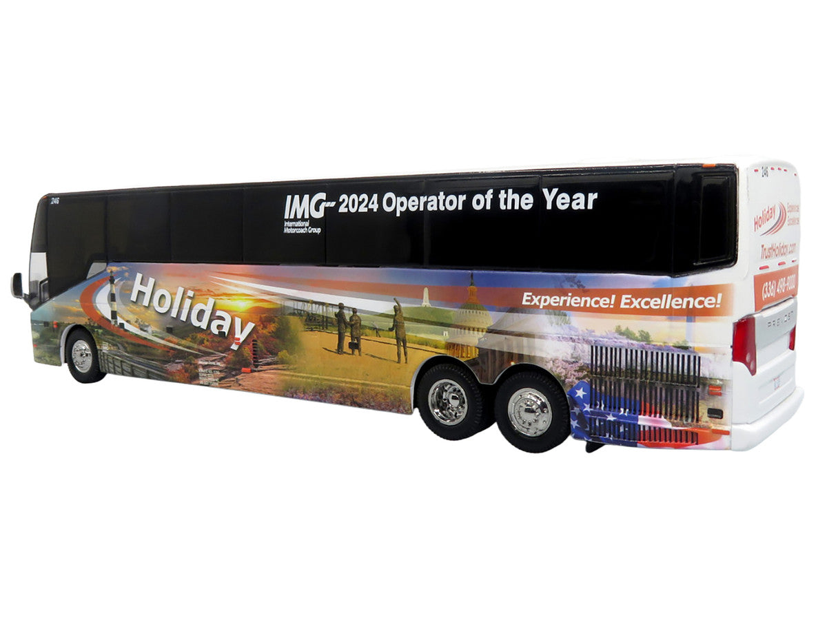 Prevost H3-45 Coach Bus "Holiday Tours - 2024 IMG Operator of the Year" White with Graphics Limited Edition 1/64 Diecast Model by Iconic Replicas LuxuryLifeWay Online Store