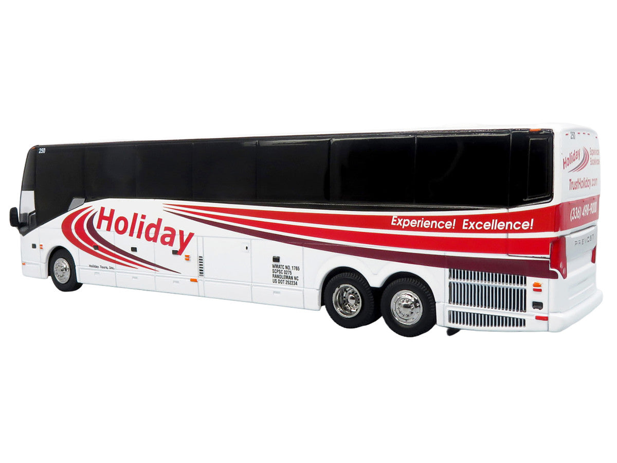 Prevost H3-45 Coach Bus "Holiday Tours" White with Red Graphics Limited Edition 1/64 Diecast Model by Iconic Replicas LuxuryLifeWay Online Store