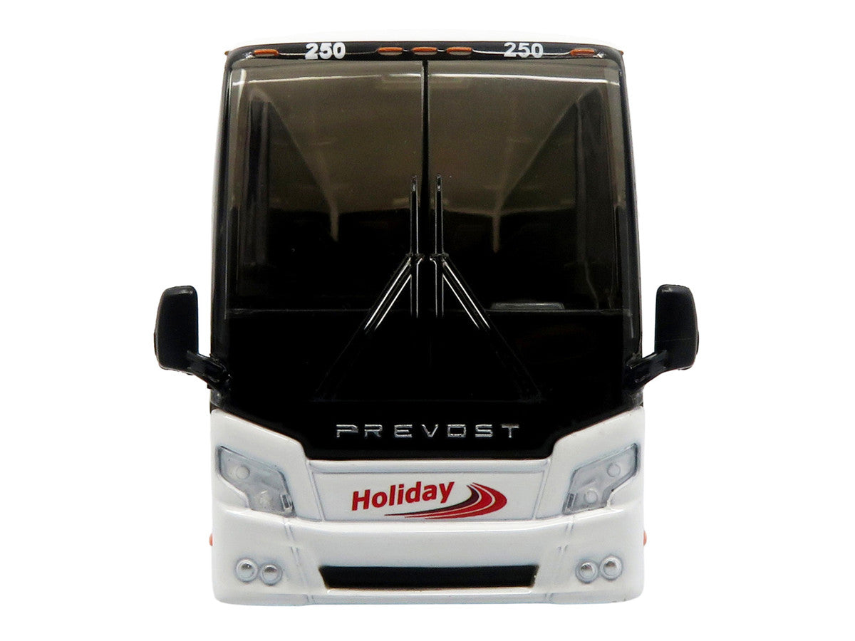 Prevost H3-45 Coach Bus "Holiday Tours" White with Red Graphics Limited Edition 1/64 Diecast Model by Iconic Replicas LuxuryLifeWay Online Store