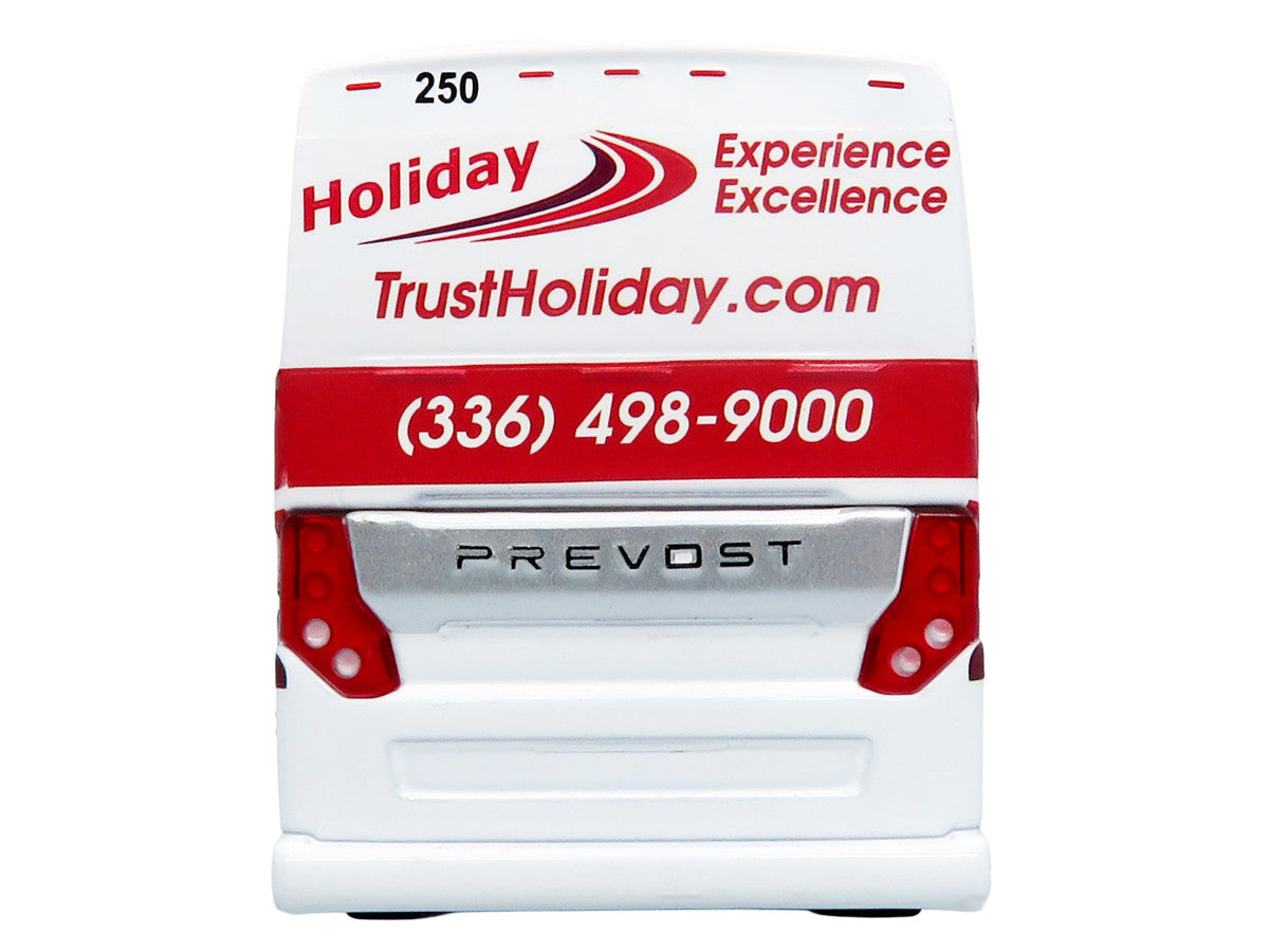 Prevost H3-45 Coach Bus "Holiday Tours" White with Red Graphics Limited Edition 1/64 Diecast Model by Iconic Replicas LuxuryLifeWay Online Store