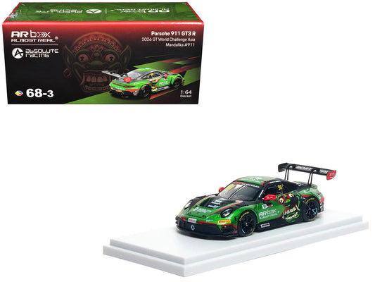 Porsche 911 GT3 R (992) #911 Alessandro Ghiretti - Huang Ruohan "Absolute Racing" "GT World Challenge Asia - Mandalika" (2026)  1/64 Diecast Model Car by Almost Real LuxuryLifeWay Online Store