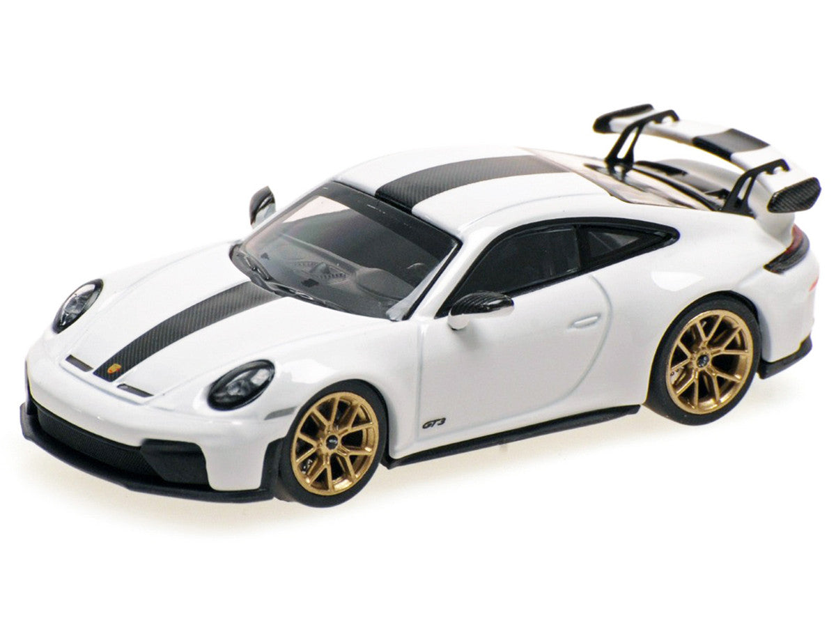 2025 Porsche 911 (992.2) GT3 Weissach Package White with Carbon Stripe Limited Edition to 240 pieces Worldwide 1/64 Diecast Model Car by Minichamps