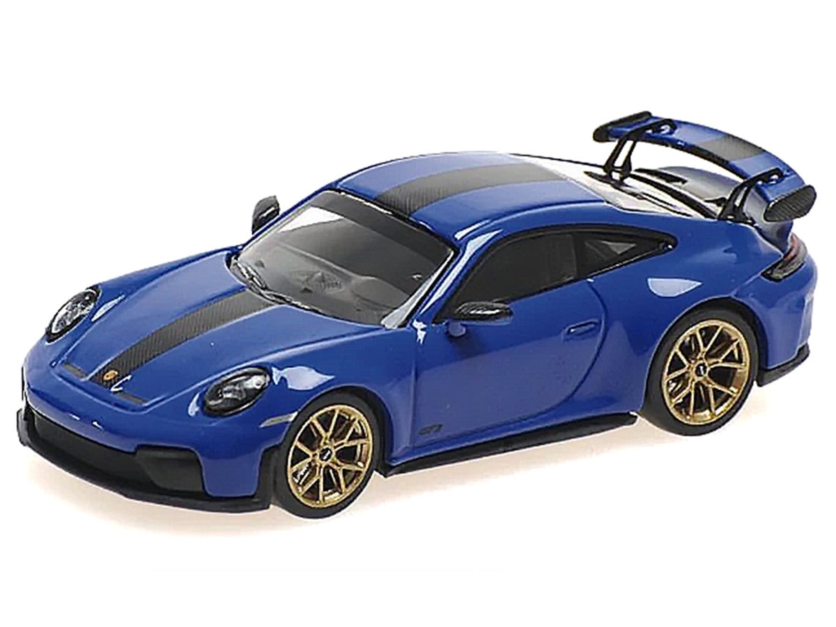 2025 Porsche 911 (992.2) GT3 Weissach Package Blue with Carbon Stripe Limited Edition to 240 pieces Worldwide 1/64 Diecast Model Car by Minichamps LuxuryLifeWay Online Store