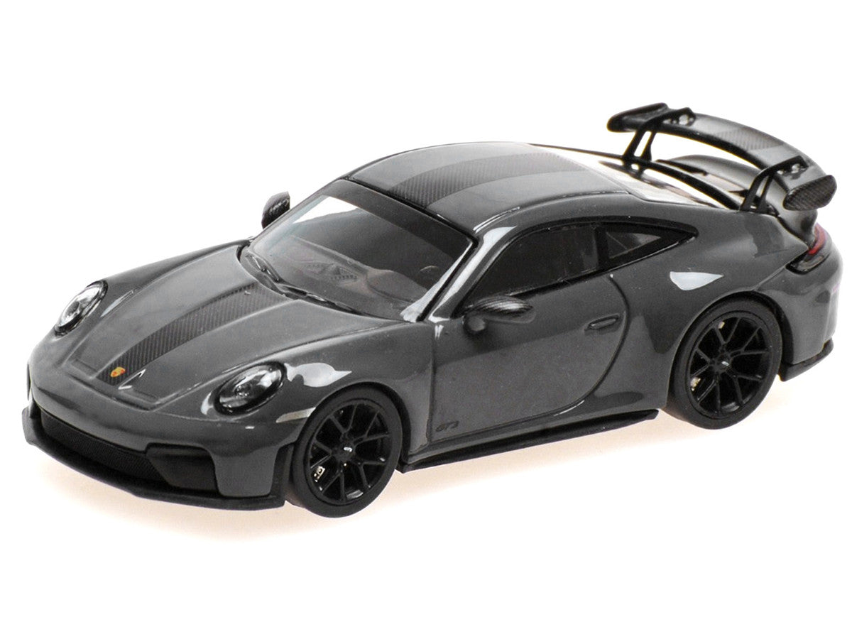 2025 Porsche 911 (992.2) GT3 Weissach Package Gray with Carbon Stripe Limited Edition to 240 pieces Worldwide 1/64 Diecast Model Car by Minichamps LuxuryLifeWay Online Store