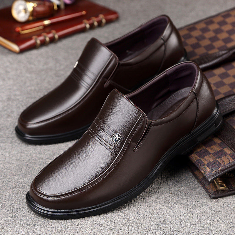 Men's Leather Genuine Flat Sole Round Toe Soft Sole Non-slip Casual Shoes For Middle-aged Best YouTube Store