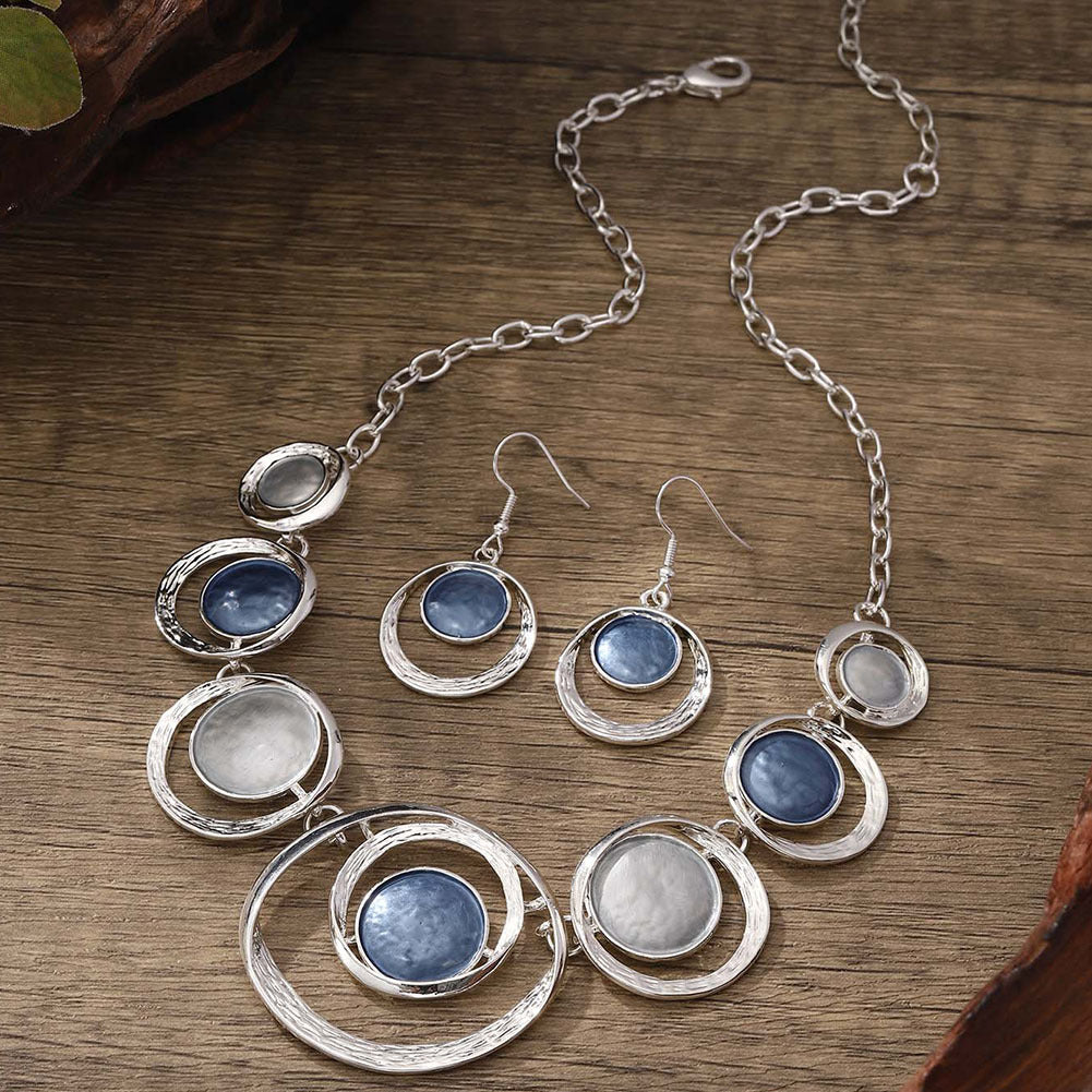 Retro Oil-dropped Hollow Round Earrings Women's Necklace LadyShow.Store