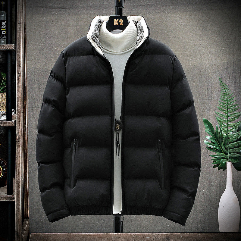Men's Thick Trendy Sports Jacket Cotton Casual Warm Fur Collar Down Cotton Quilted Jacket CJD