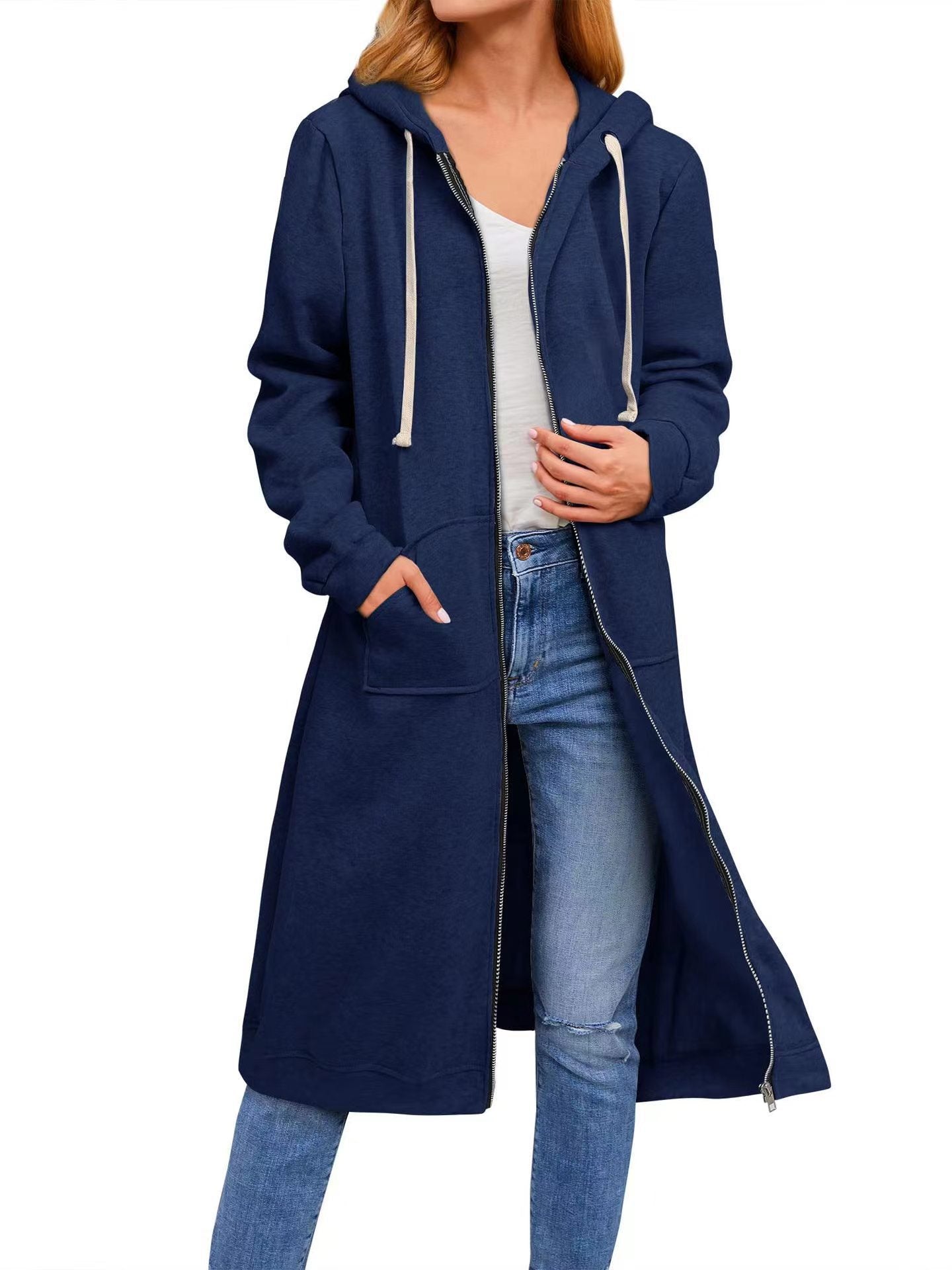 Autumn And Winter Women's Clothing Loose Zip Long Cardigan Jacket LuxuryLifeWay Online Store