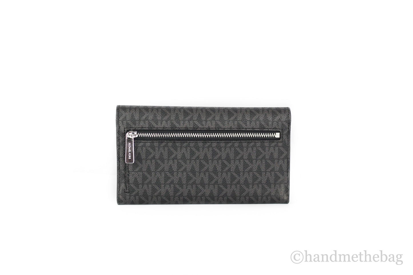 Michael Kors Jet Set Travel Black Logo Large Trifold Wallet LadyShow.Store