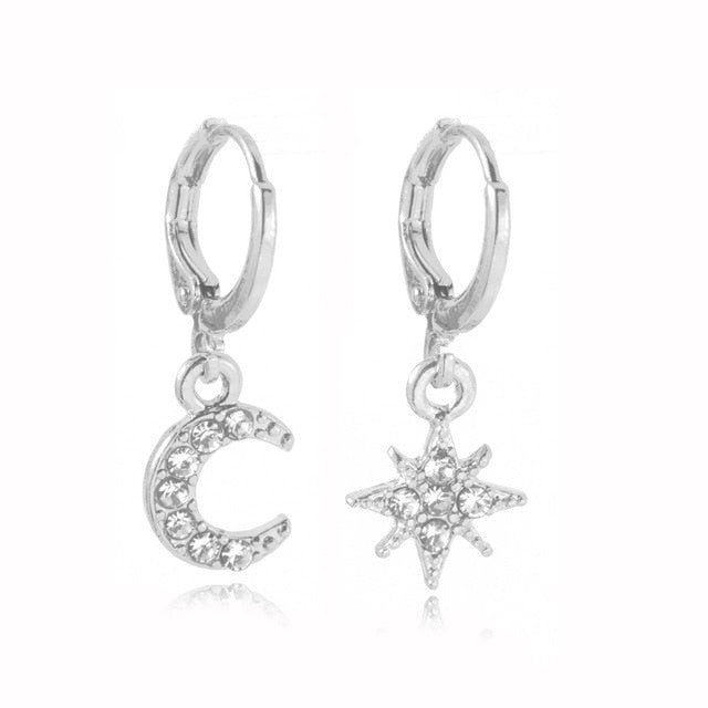 Star and Moon Drop Earrings Pi-Mart