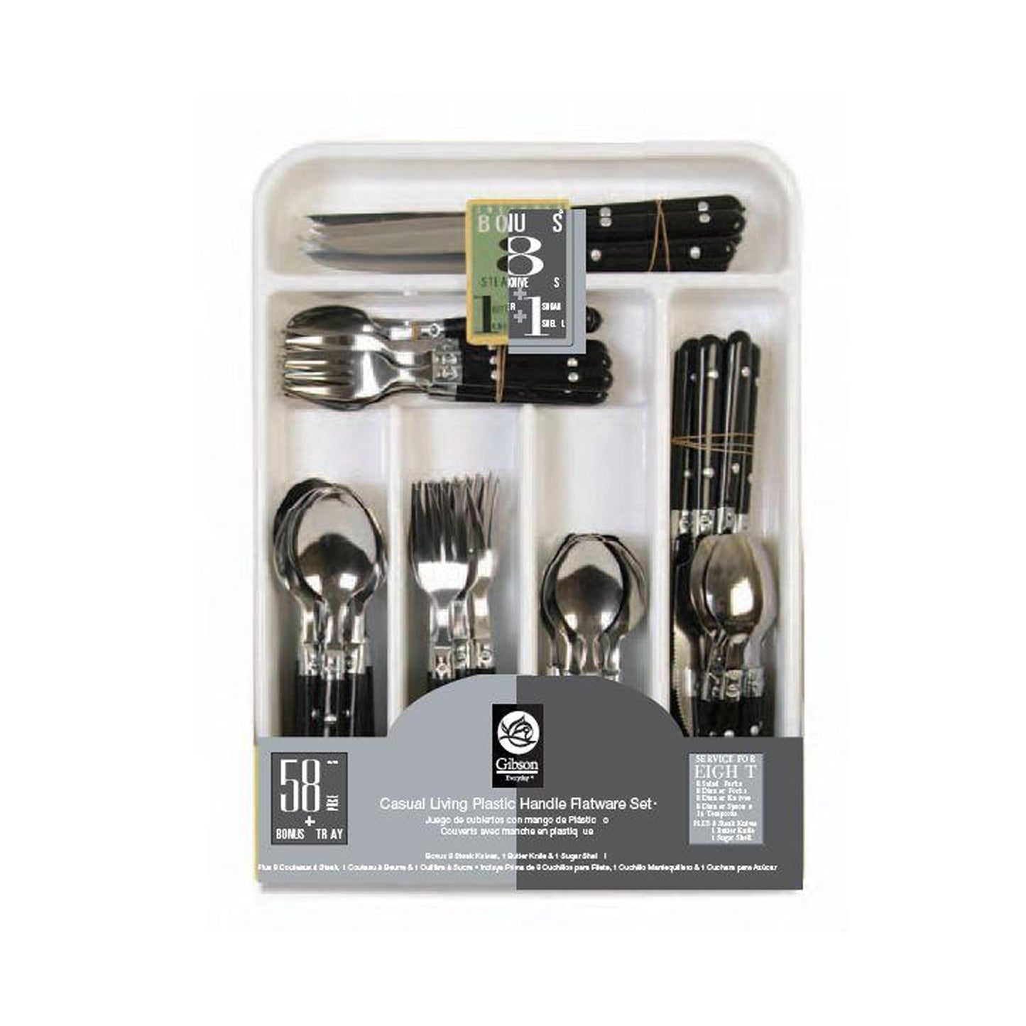 Gibson Home Casual Living 58 Piece Stainless Steel Flatware Set in Black LuxuryLifeWay Online Store