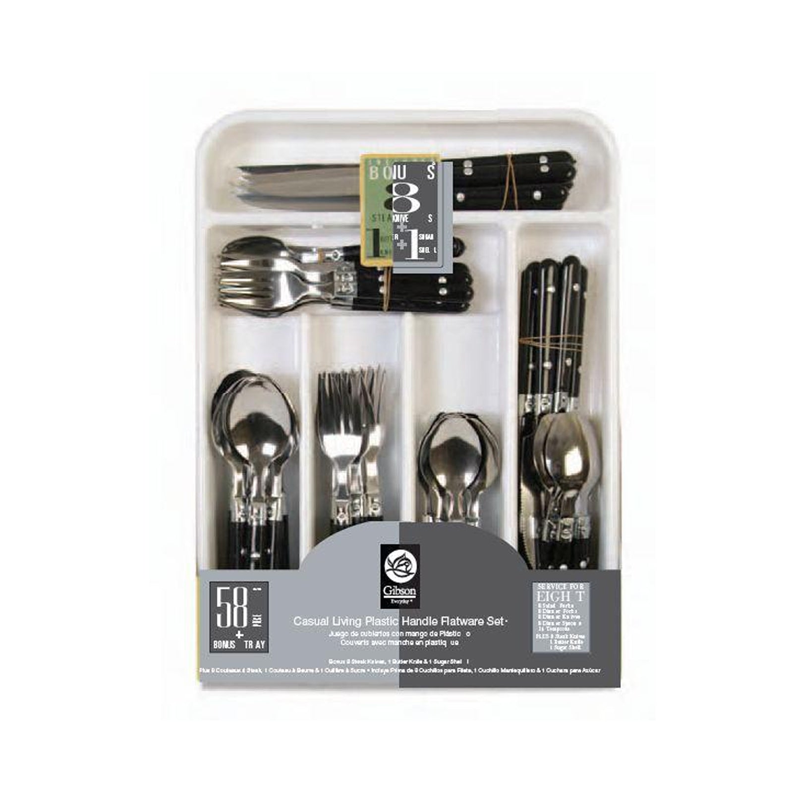 Gibson Home Casual Living 58 Piece Stainless Steel Flatware Set in Black LuxuryLifeWay Online Store
