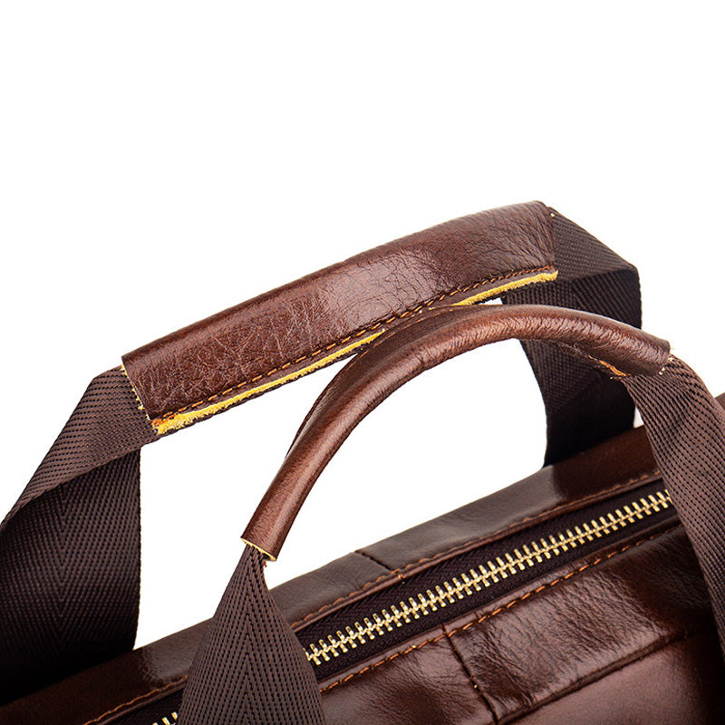 Leather Hand-carried Top Layer Cowhide Business Briefcase With Large Capacity CJD