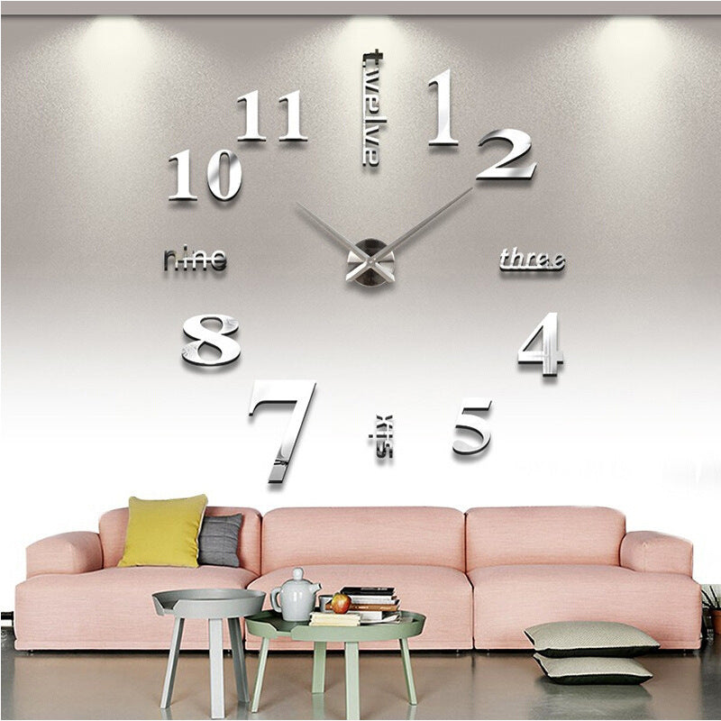 Creative acrylic mirror wall clock DIY stereo hanging PearlNestDecor.com