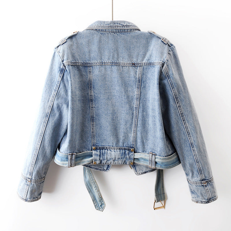 Women's Short Loose Top Motorcycle Jacket LadyShow.Store
