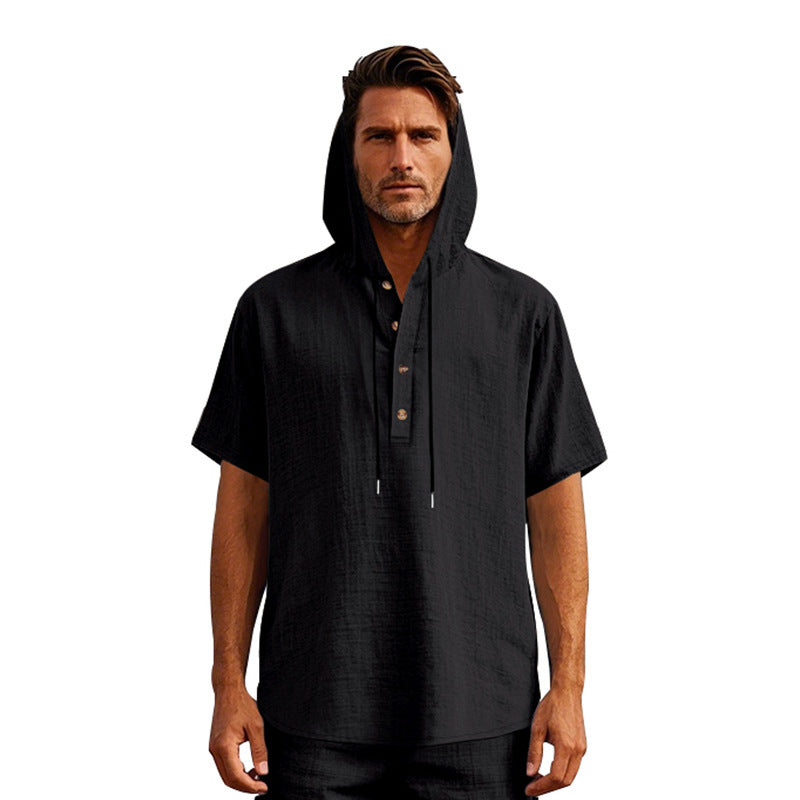 European And American Linen Short-sleeved Men's T-shirt Simple NorixaFashion.com