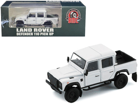 Land Rover Defender 110 Pickup Truck White with Extra Wheels 1/64 Diecast Model Car by BM Creations LuxuryLifeWay Online Store