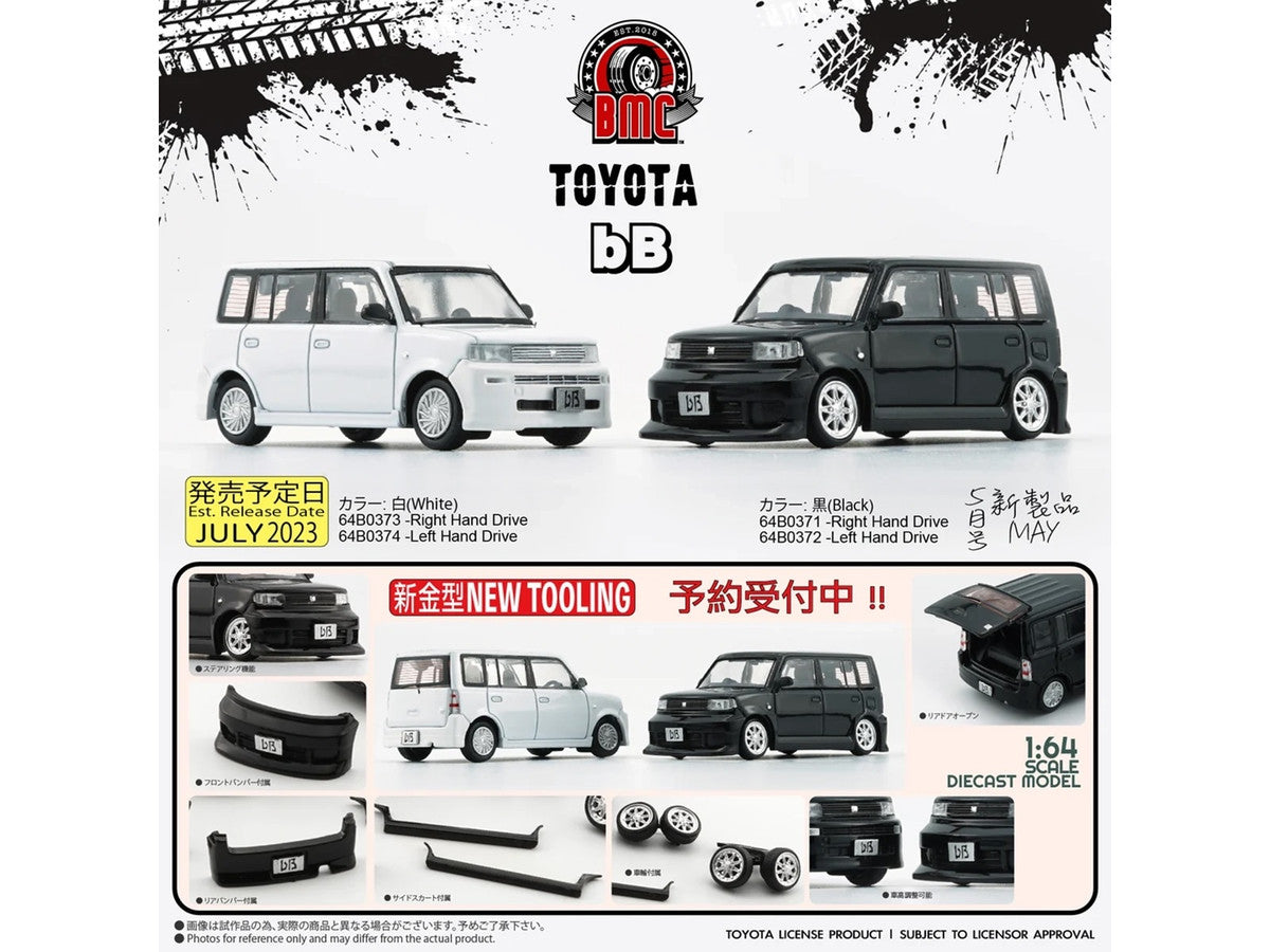 Toyota bB 2000 Van Black with Extra Accessories 1/64 Diecast Model Car by BM Creations LuxuryLifeWay Online Store