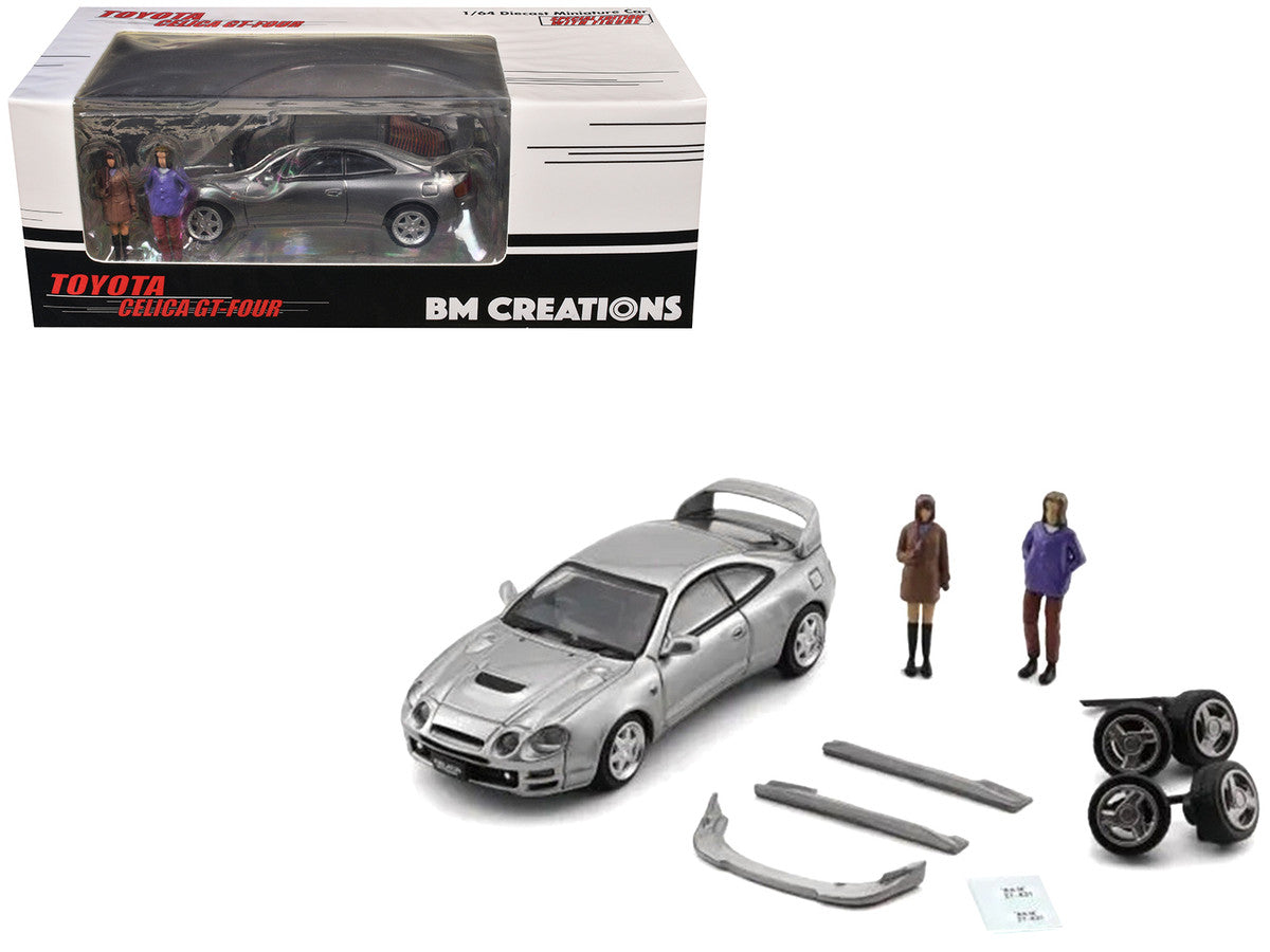 Toyota Celica GT-Four RHD (Right Hand Drive) ID Silver Metallic with 2 Figures and Accessories 1/64 Diecast Model Car by BM Creations LuxuryLifeWay Online Store