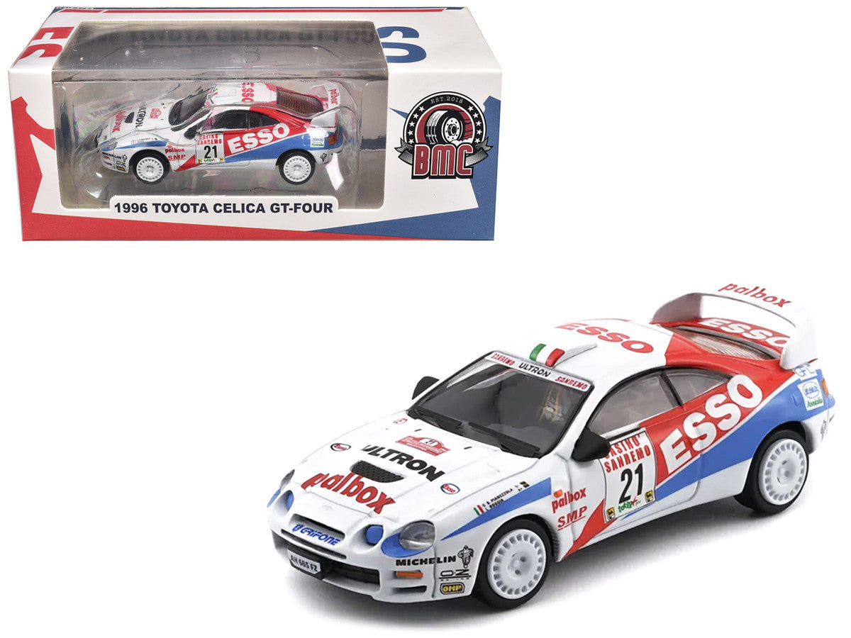 Toyota Celica GT-Four #21 Gilberto Pianezzola - Loris Roggia "Rallye Sanremo - Rallye d'Italia" (1996) with Extra Wheels 1/64 Diecast Model Car by BM Creations LuxuryLifeWay Online Store