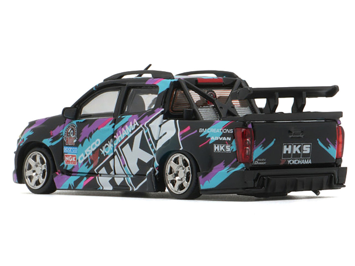 Isuzu D-Max Lowrider Pickup Truck RHD (Right Hand Drive) "HKS" Black with Graphics "Thailand Diecast Expo 2025" 1/64 Diecast Model Car by BM Creations LuxuryLifeWay Online Store