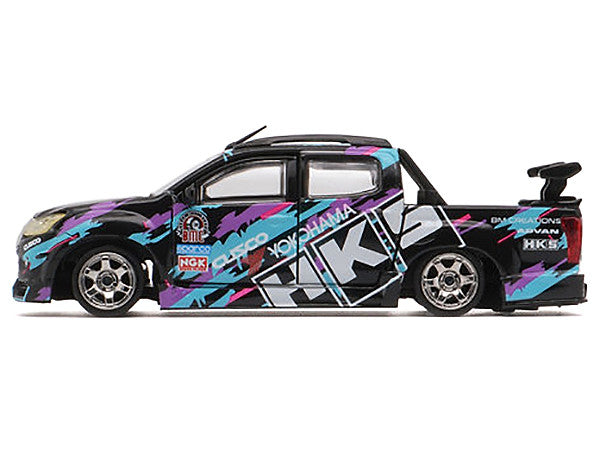Isuzu D-Max Lowrider Pickup Truck RHD (Right Hand Drive) "HKS" Black with Graphics "Thailand Diecast Expo 2025" 1/64 Diecast Model Car by BM Creations LuxuryLifeWay Online Store