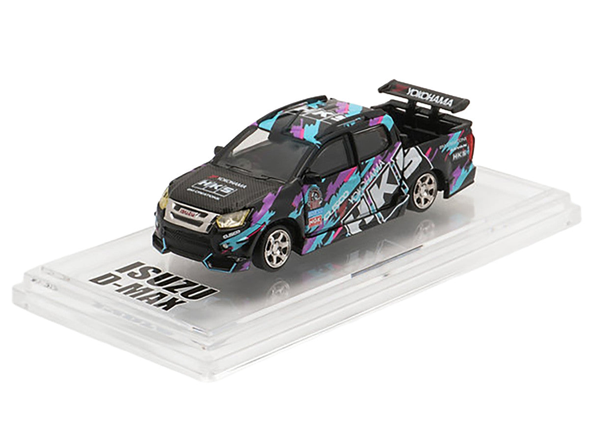 Isuzu D-Max Lowrider Pickup Truck RHD (Right Hand Drive) "HKS" Black with Graphics "Thailand Diecast Expo 2025" 1/64 Diecast Model Car by BM Creations LuxuryLifeWay Online Store