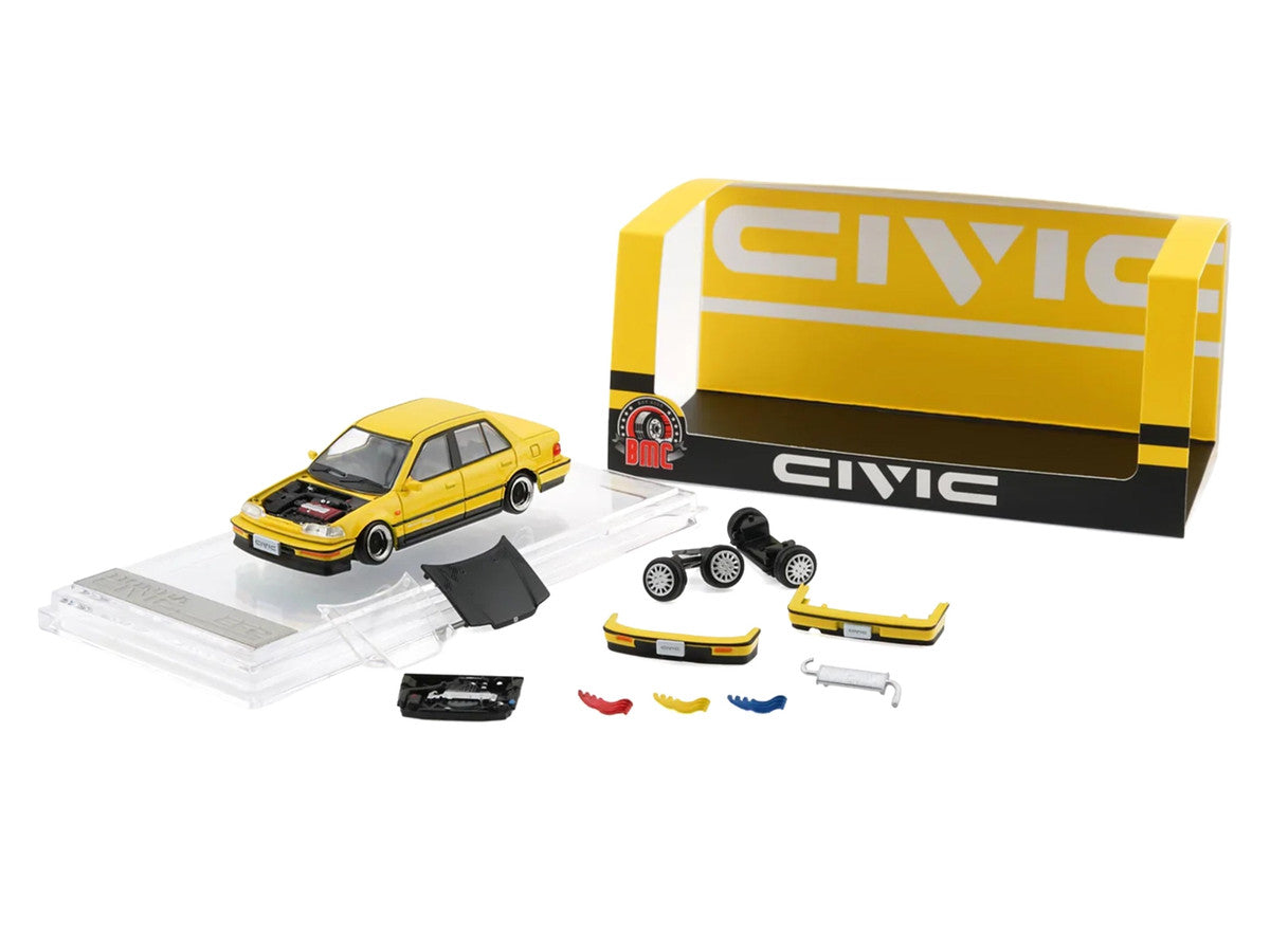 Honda Civic EF2 Custom Yellow with Alternate Parts 1/64 Diecast Model Car by BM Creations LuxuryLifeWay Online Store