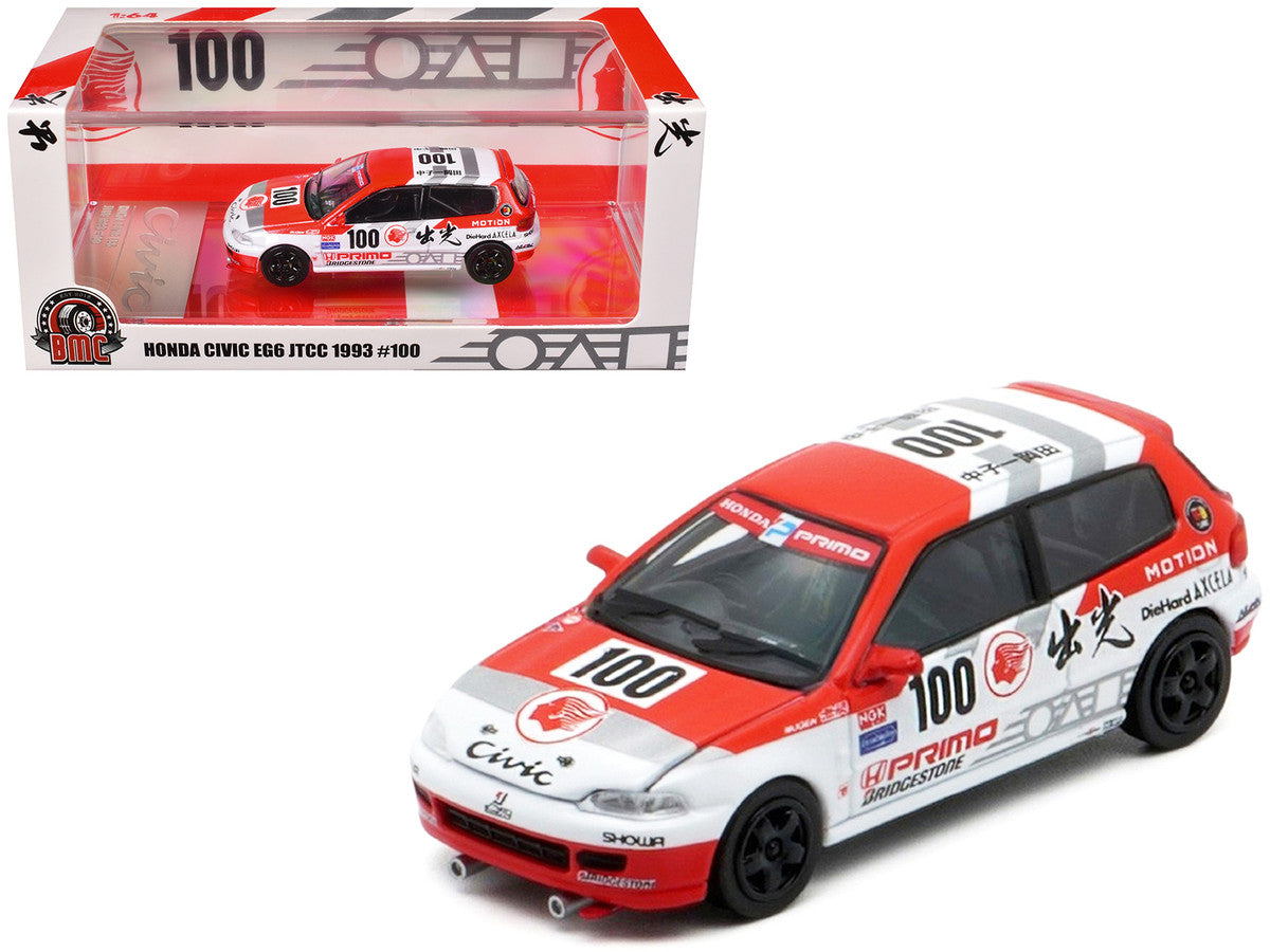 Honda Civic EG6 RHD (Right Hand Drive) #100 Osamu Nakako - Hideki Okada "Mugen Honda" "Japanese Touring Car Championship" (1993) 1/64 Diecast Model Car by BM Creations LuxuryLifeWay Online Store