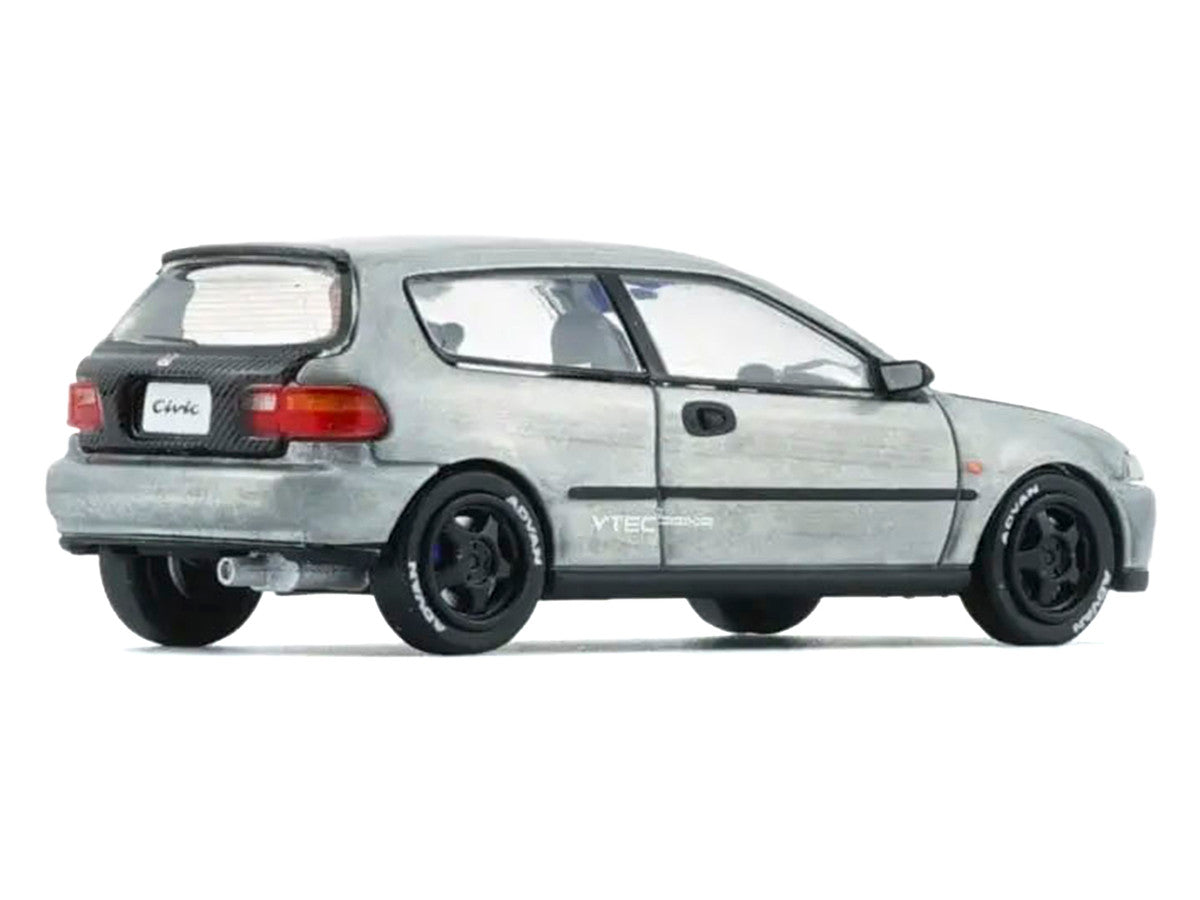 Honda Civic EG6 RHD (Right Hand Drive) Raw Metal with Carbon Hood with Alternates 1/64 Diecast Model Car by BM Creations LuxuryLifeWay Online Store
