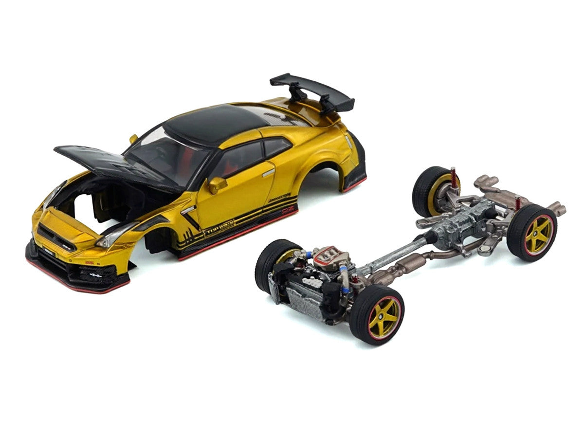 Nissan "Top Secret" GT-R (R35) RHD (Right Hand Drive) Gold Metallic with Carbon Hood and Top "Tokyo Auto Salon 2026" 1/64 Diecast Model Car by BM Creations LuxuryLifeWay Online Store