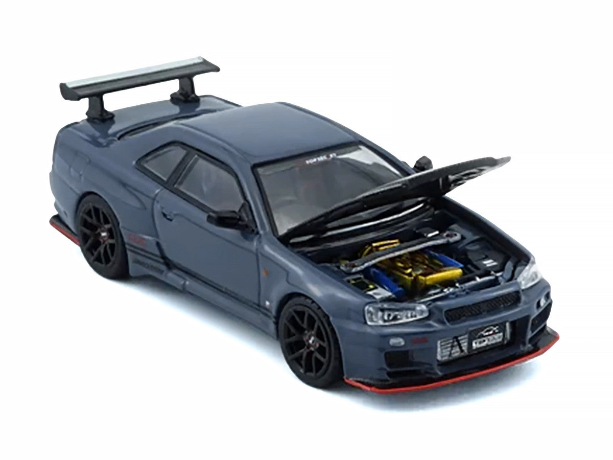 Nissan "Top Secret" Skyline GT-R (BNR34) RHD (Right Hand Drive) Stealth Gray with Carbon Hood "Tokyo Auto Salon 2026" 1/64 Diecast Model Car by BM Creations LuxuryLifeWay Online Store