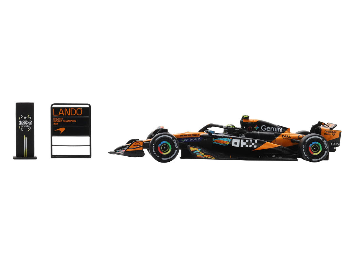 McLaren MCL39 #4 Lando Norris 3rd Place Formula One F1 "Abu Dhabi GP GP" (2025) "Drivers' World Champion 2025" with Pit Board 1/64 Model Car by Spark LuxuryLifeWay Online Store