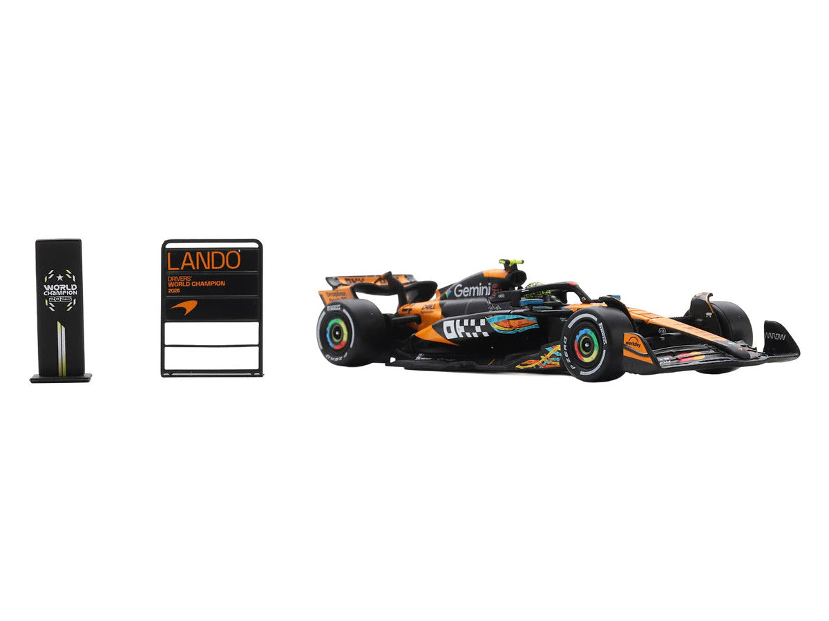 McLaren MCL39 #4 Lando Norris 3rd Place Formula One F1 "Abu Dhabi GP GP" (2025) "Drivers' World Champion 2025" with Pit Board 1/64 Model Car by Spark LuxuryLifeWay Online Store