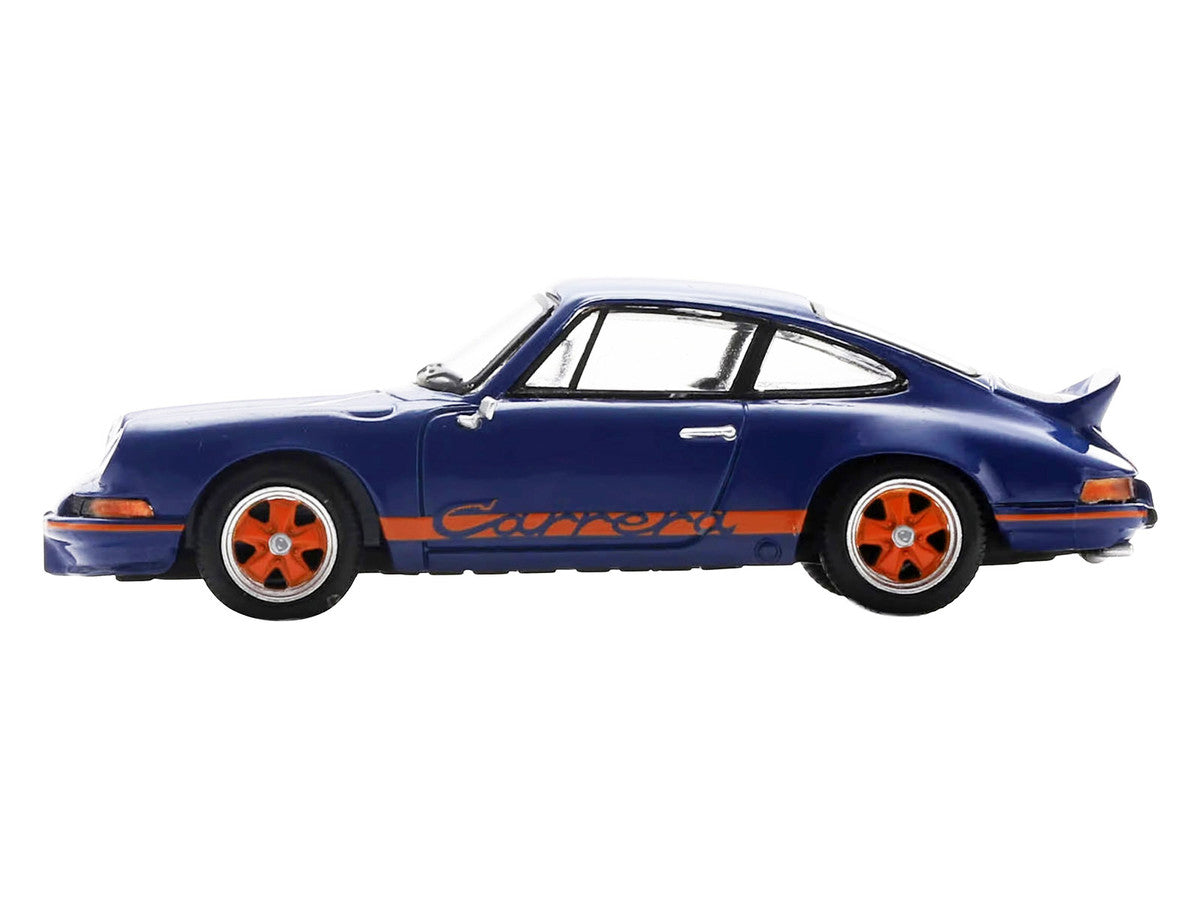 1973 Porsche 911 RS 2.7 Blue with Orange Stripes 1/64 Model Car by Spark LuxuryLifeWay Online Store