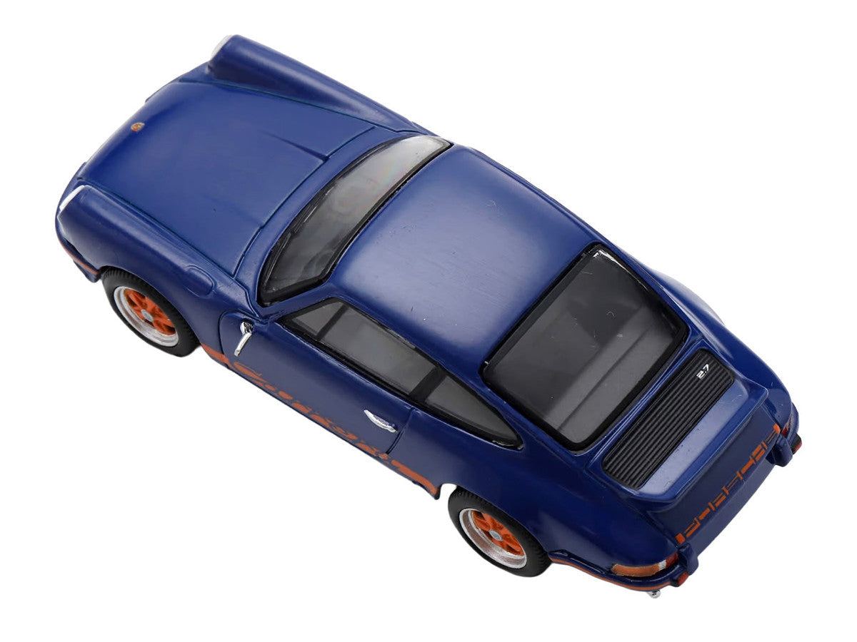 1973 Porsche 911 RS 2.7 Blue with Orange Stripes 1/64 Model Car by Spark LuxuryLifeWay Online Store