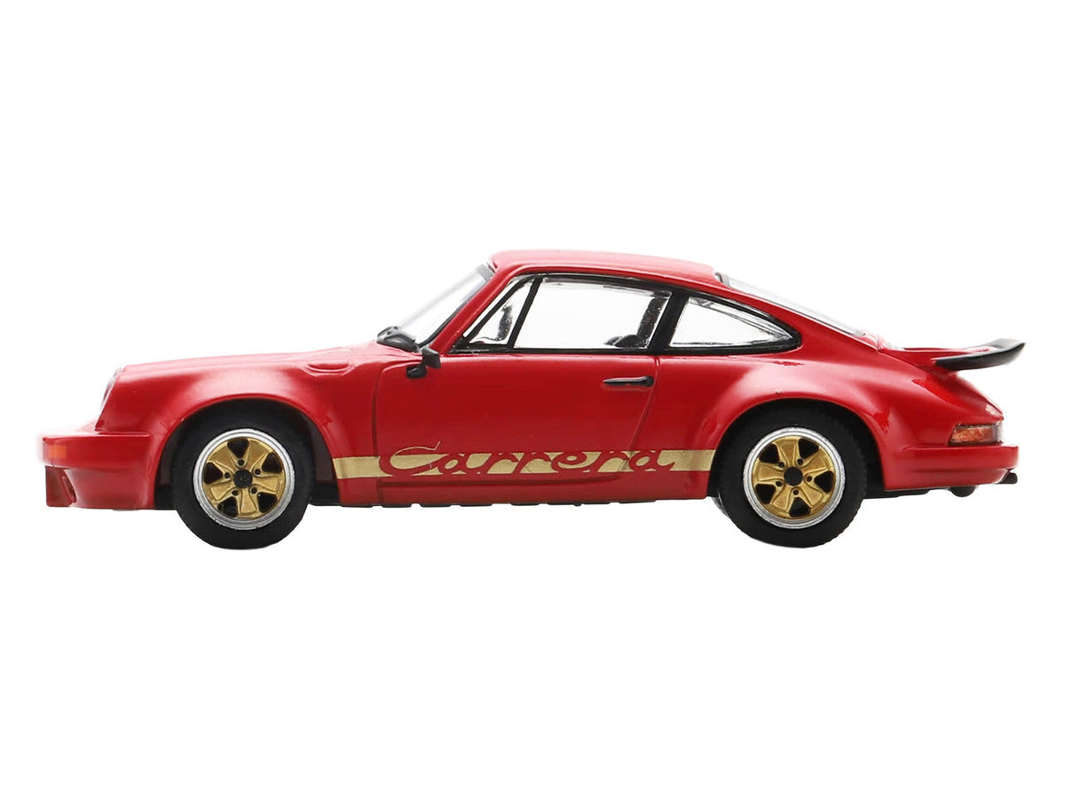 1974 Porsche 911 Carrera RS 3.0 Red with Gold Stripes 1/64 Model Car by Spark LuxuryLifeWay Online Store