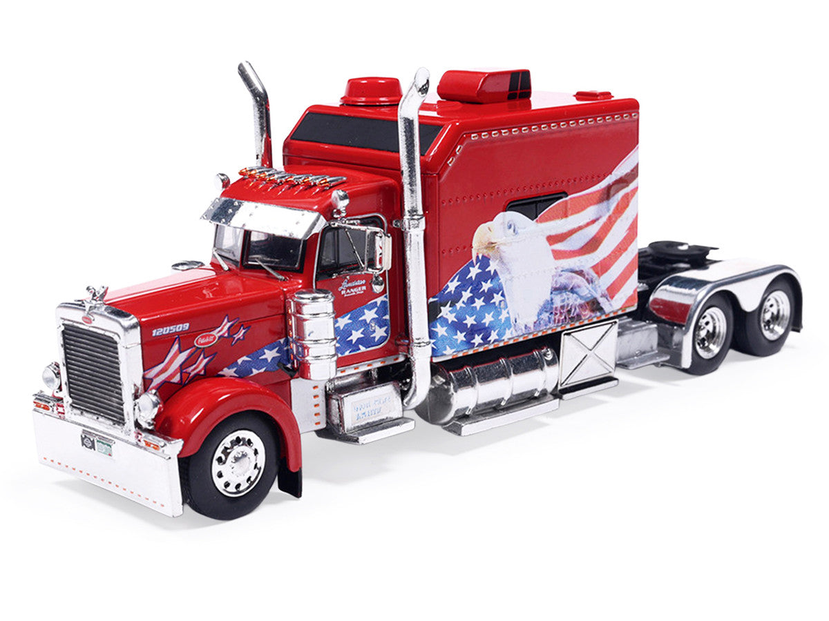 2002 Peterbilt 379 Custom Truck Tractor Red with Patriotic Graphics 1/64 Diecast Model by IXO Models LuxuryLifeWay Online Store