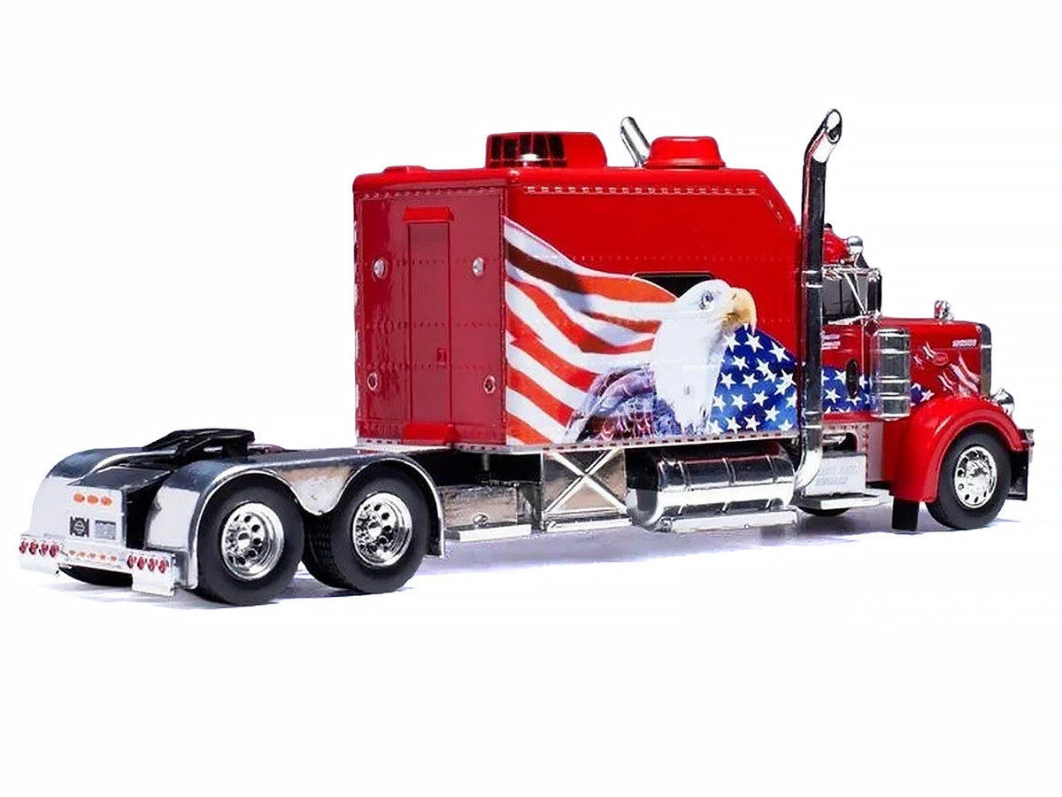 2002 Peterbilt 379 Custom Truck Tractor Red with Patriotic Graphics 1/64 Diecast Model by IXO Models LuxuryLifeWay Online Store