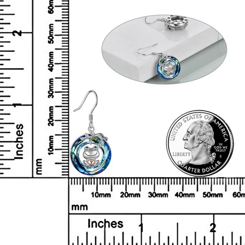 Frog Dangle Earrings with Crystal for Women Sterling Silver LadyShow.Store
