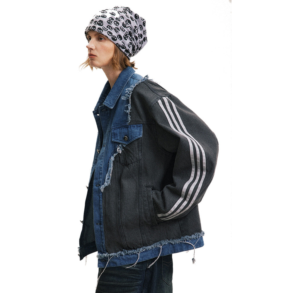 Coat Irregular Color Contrast Patchwork Burr Design Sense Best YouTube Store