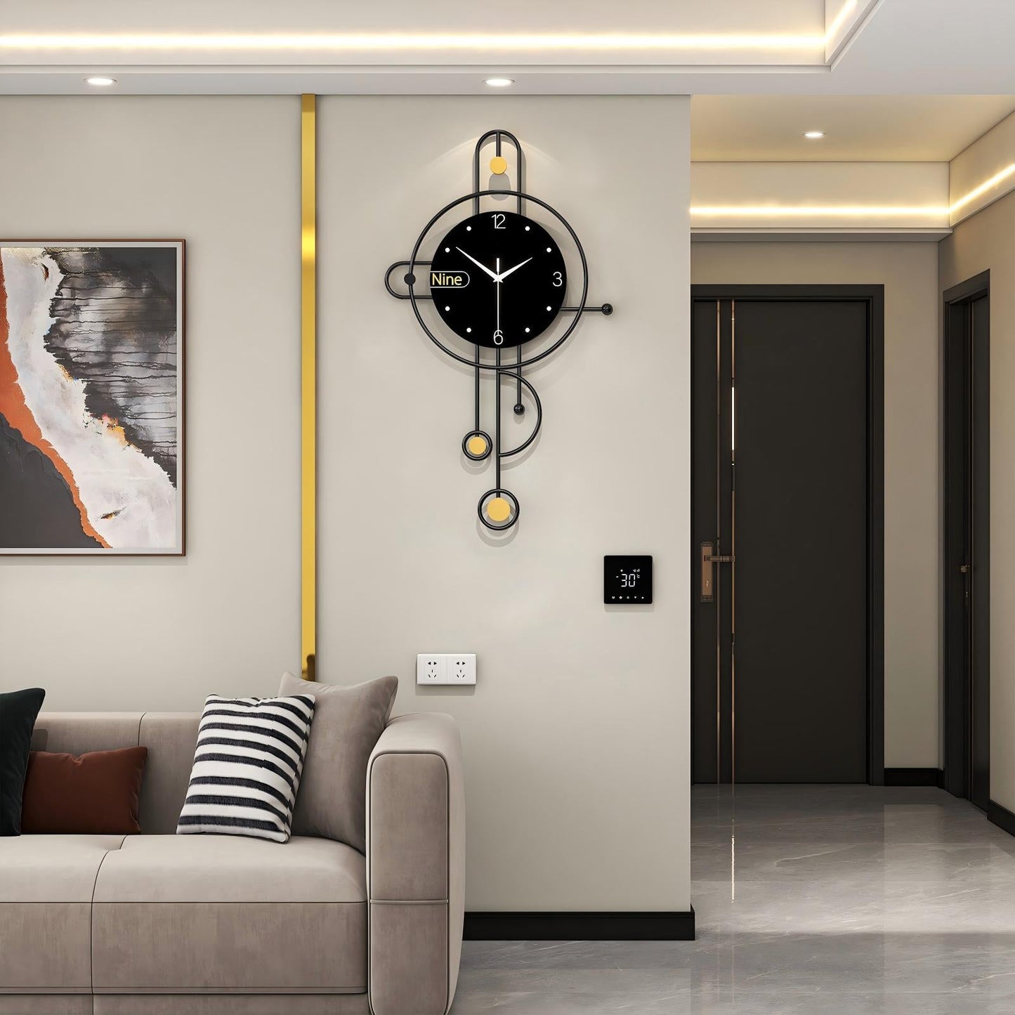 Modern Iron Wall Clock Metal Decorative Home Decor PearlNestDecor.com
