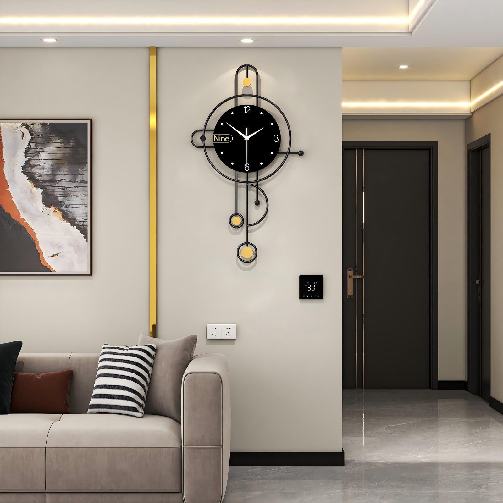 Modern Iron Wall Clock Metal Decorative Home Decor PearlNestDecor.com