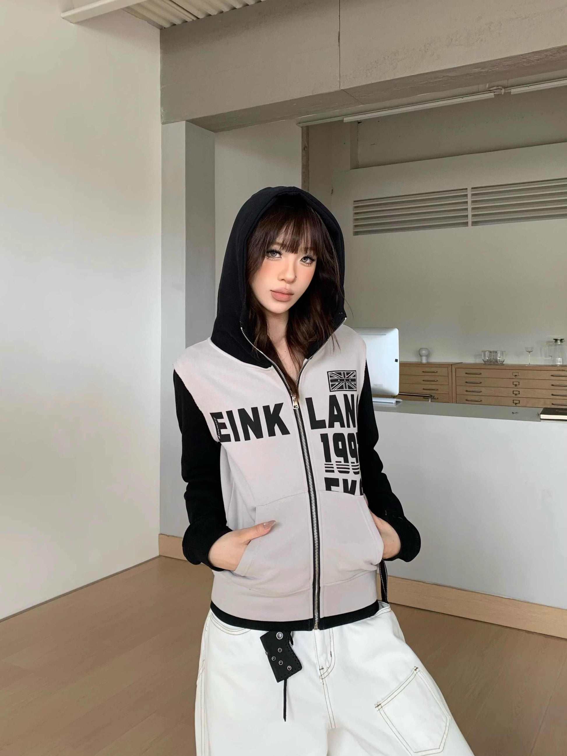 Women's Letter Printed Hoodie Thin Slim-fit Shoulder Top Best YouTube Store